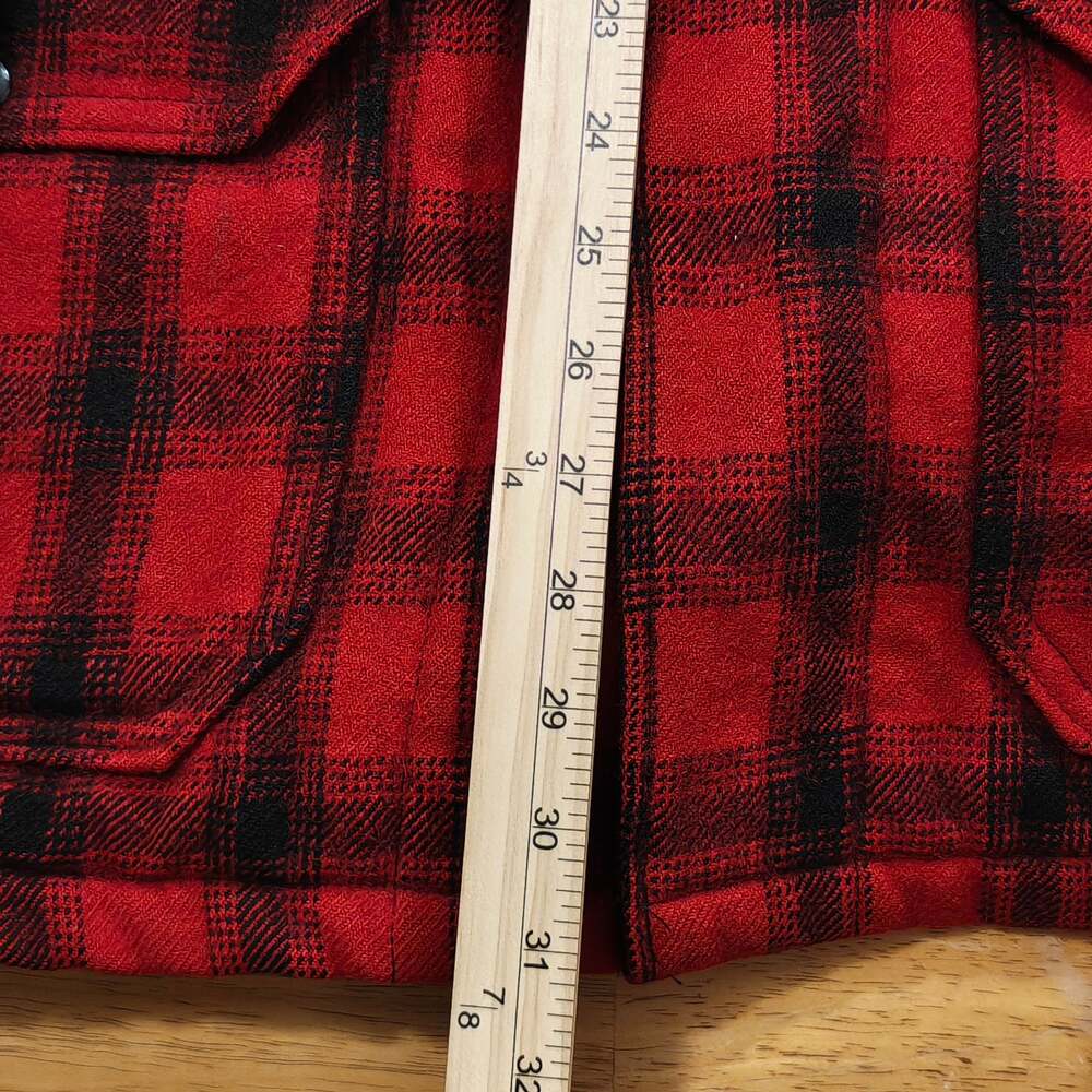 Vtg Woolrich 523 Mackinaw Cruiser Hunting Jacket Red Black Buffalo Plaid Size 42 - Picture 9 of 11